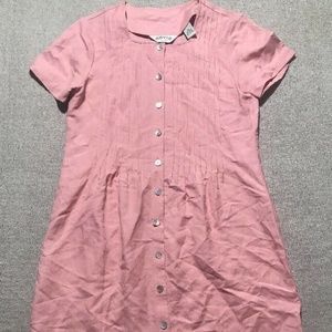 Orvis Pink Short Sleeve Midi Pintuck Dress Size PS